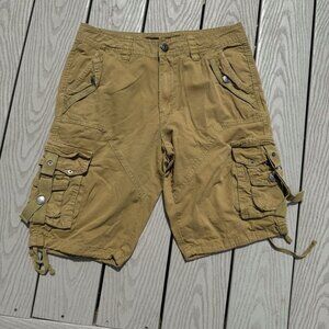 Nick Danger Cargo Shorts Men's Size 30" x11” Inseam Stretch Cotton Beige Tan